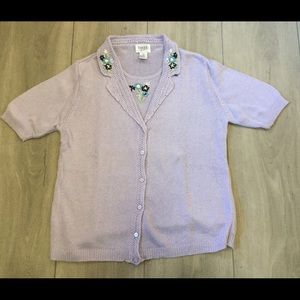 Vintage Cottage Core Button Front Mock Sweater Set